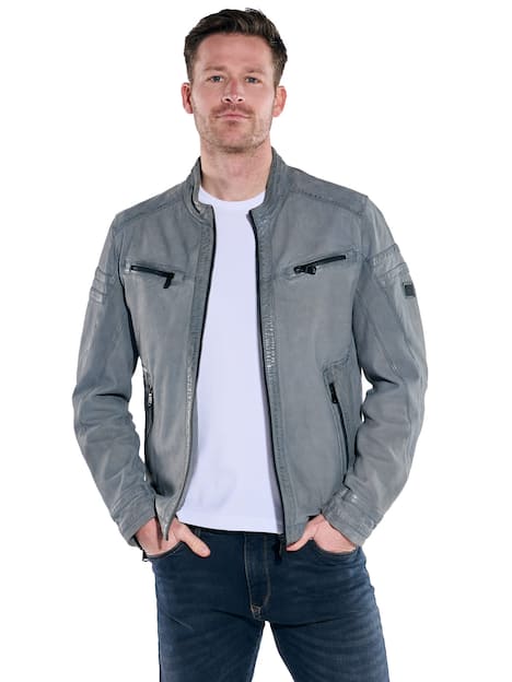 engbers Herren Lederjacke regular , Taubenblau