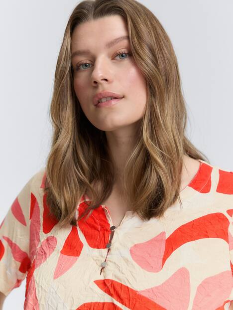 Crinkle T-Shirt mit Muster