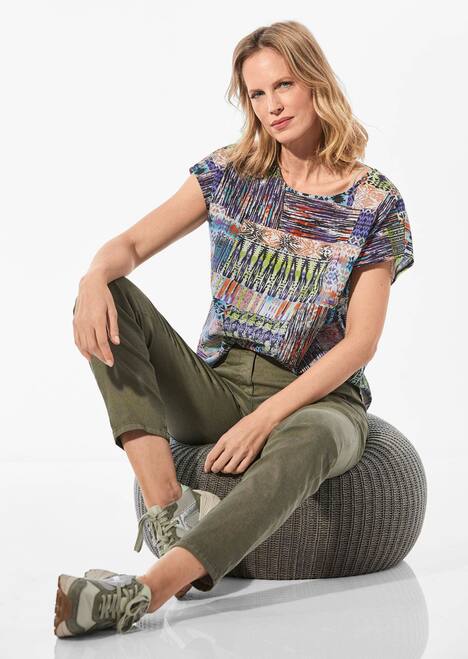 Ultraleichte Druckbluse aus reiner Baumwolle