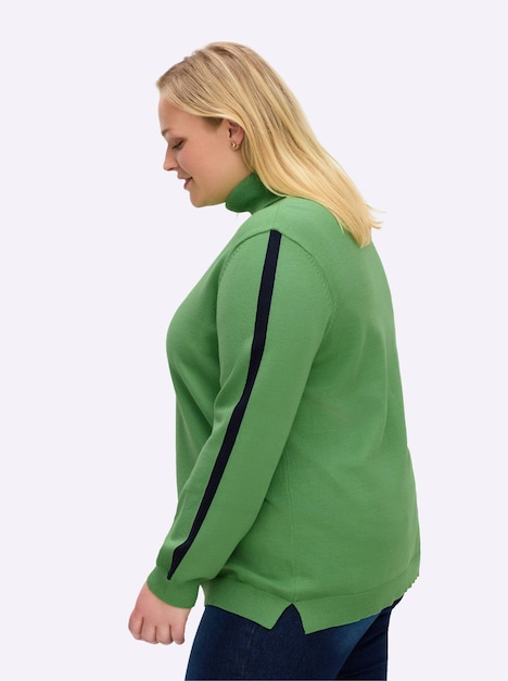 Rollkragenpullover Langarm Jersey Uni Rollkragen