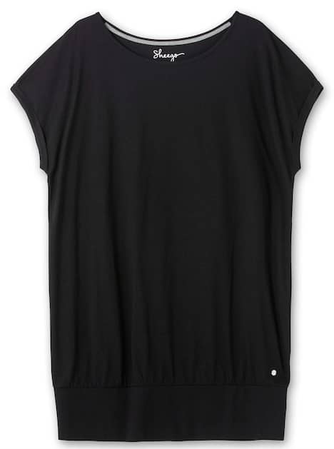 Longshirt Kurzarm Uni Ohne Kragen