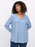 Langarm-Shirt Langarmshirt mit dekorativem V-Ausschnitt Langarm Ohne Kragen