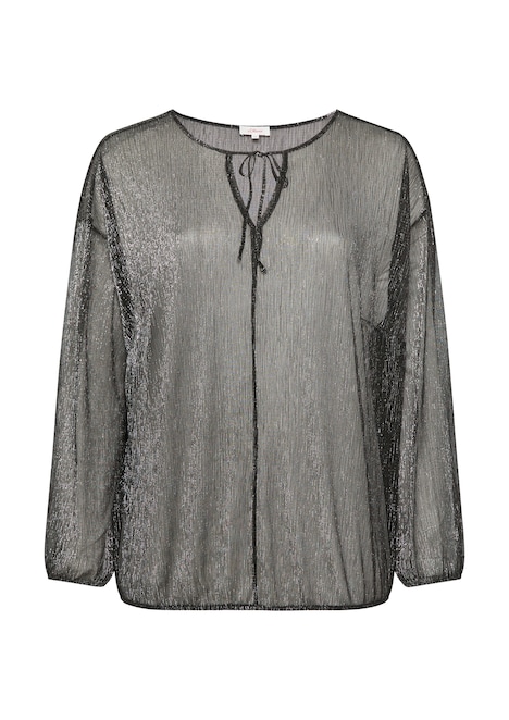 Transparente Meshbluse mit Glitzergarn und überschnittenen Schultern