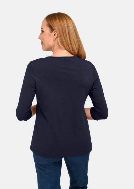 T-Shirt mit Ausschnitt und Steinchen