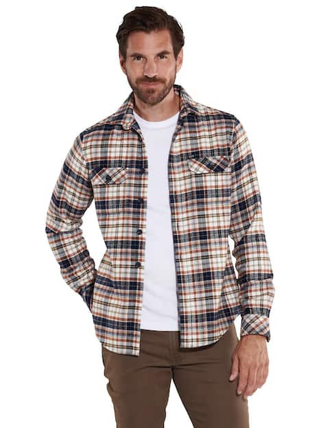 engbers Herren Langarm-Hemd kariert , Rostorange