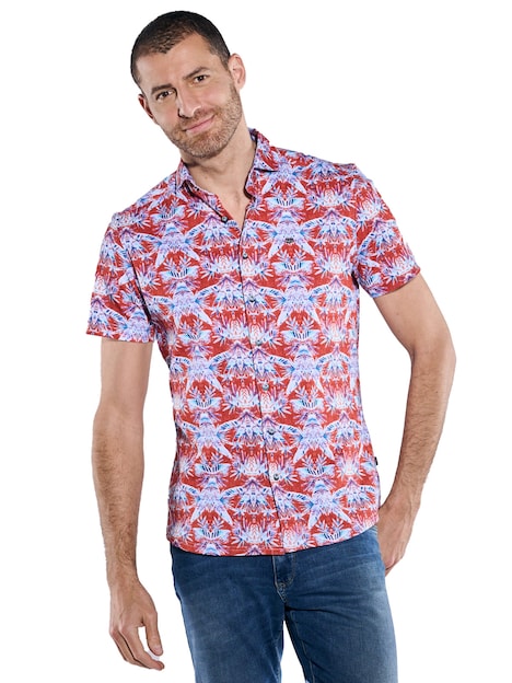 Herren Kurzarm-Hemd slim fit , Dunkelorange