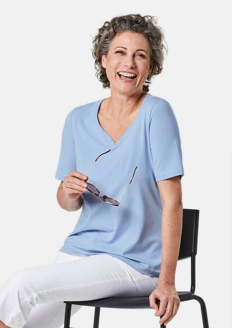 Halbarm Basic-Shirt aus Baumwolle