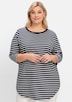 Longshirt 3/4-Arm Streifen Ohne Kragen