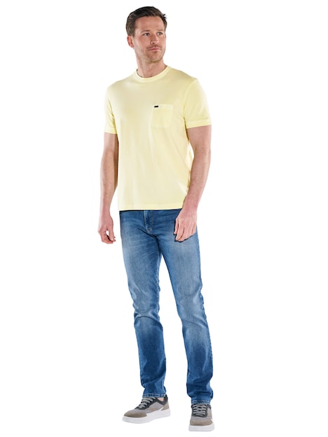 Herren Rundhals T-Shirt mit Brusttasche , Gelb