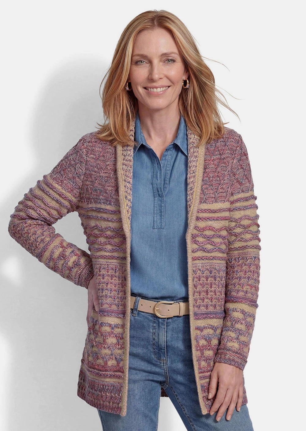 Jacquard-vest met sjaalkraag