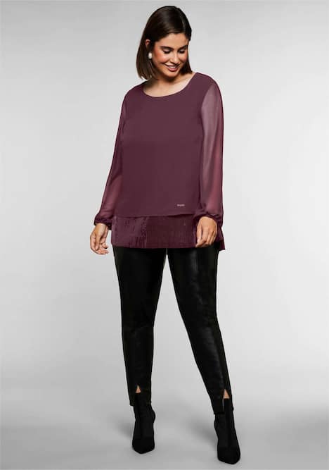 Tunika Langarm Uni Ohne Kragen