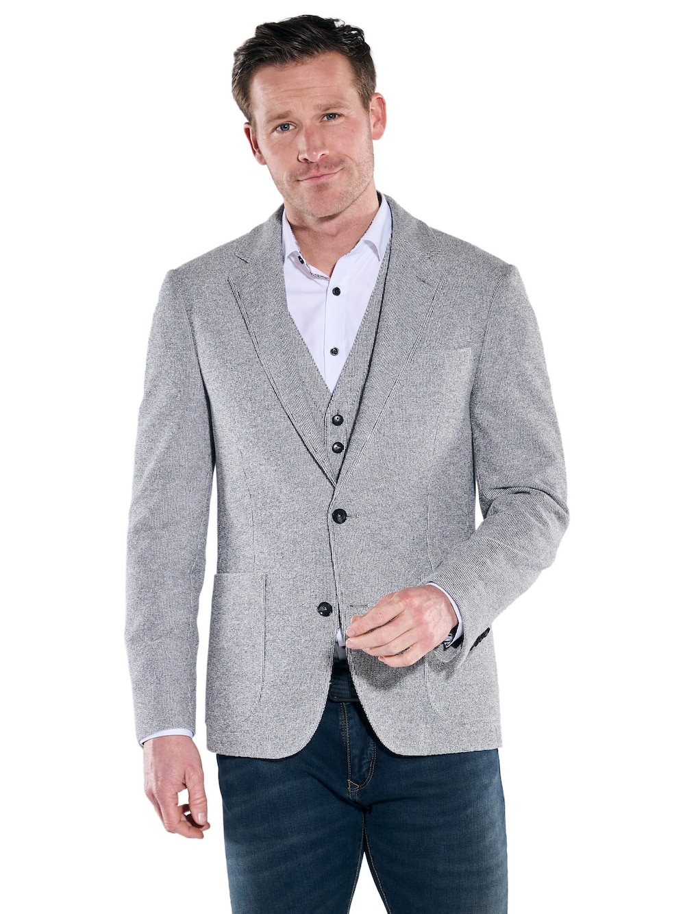 Herren Sportives Sakko aus flexibler Ware , Grau