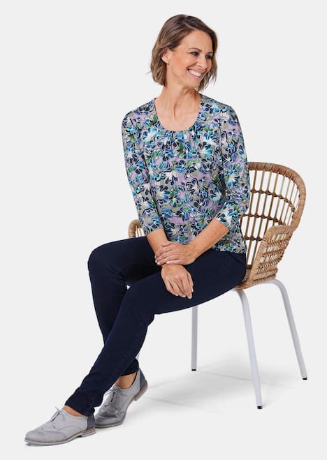 Florales Halbarmshirt mit Rundhals