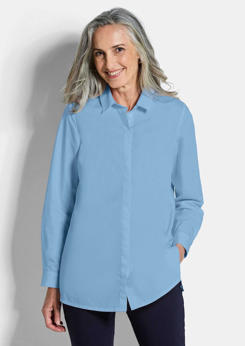 Baumwollbluse mit Hemdkragen