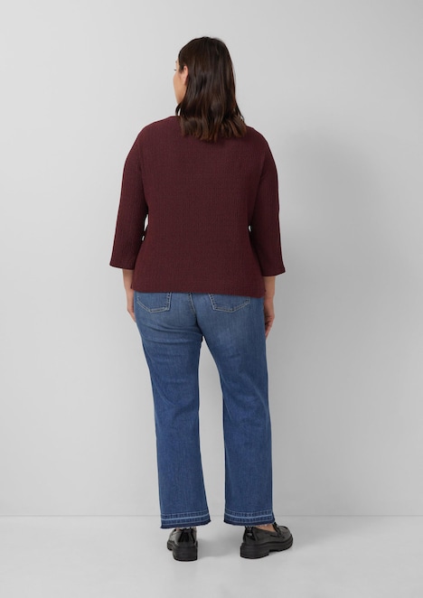 Verkürztes Struktur Shirt mit 3/4-Arm