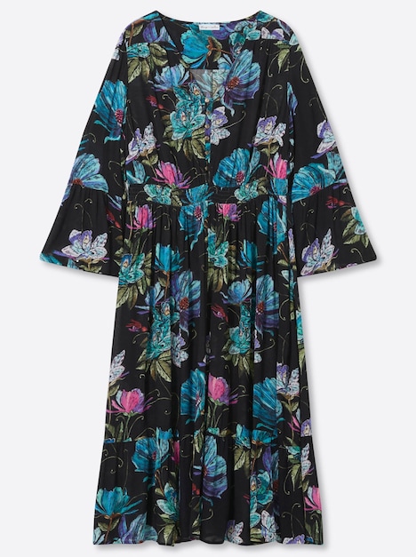 Maxikleid Maxikleid mit Blumendruck Langarm
