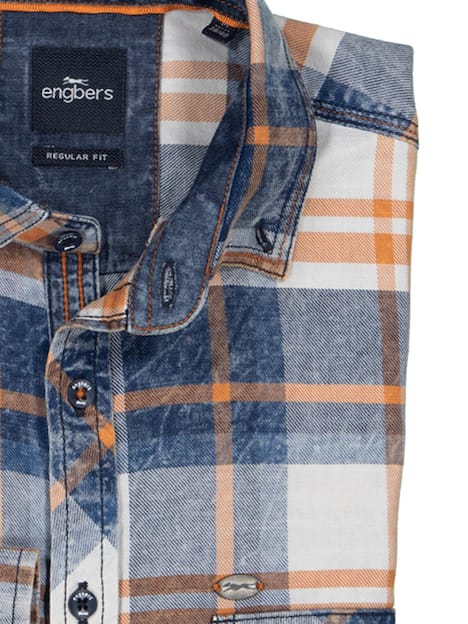 engbers Herren Langarm-Hemd kariert , Dunkelorange