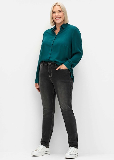 Hemdbluse Klassische Bluse aus Twillqualität Langarm Uni Hemdkragen