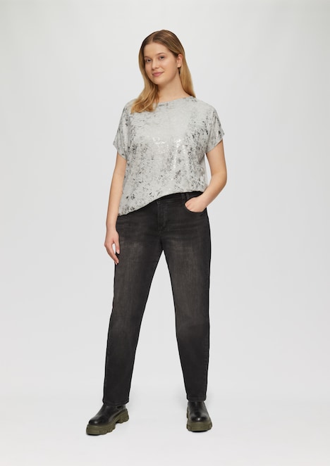 T-Shirt mit Glitzer-Frontprint