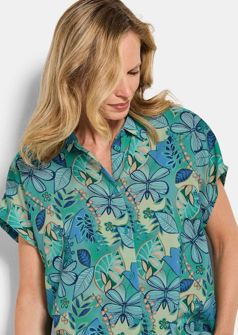 Hemdbluse mit floralem Design