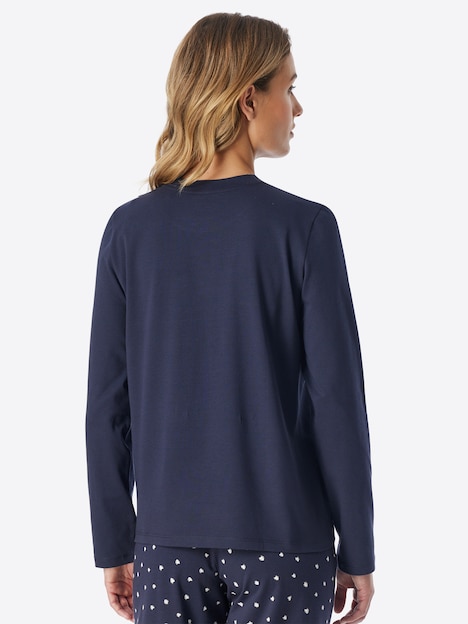 Schiesser Damen Pyjamaoberteil Mix Relax deepblue