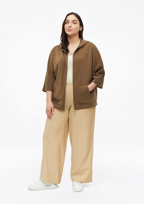 Sweatjacke aus Scuba mit weitem 3/4-Arm