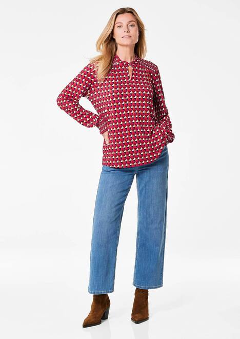 GOLDNER Jersey blouse Jersey blouse met modieuze smokwerkdetails