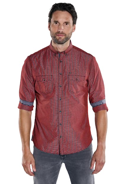 engbers Herren Langarm-Hemd kariert , Rot