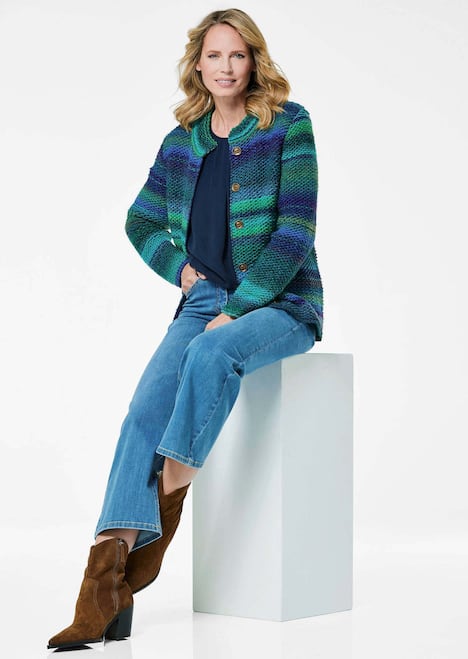 Multicolor Woll-Jacke mit Stehkragen