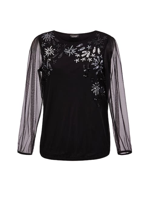 Shirt met lange, transparante mouwen