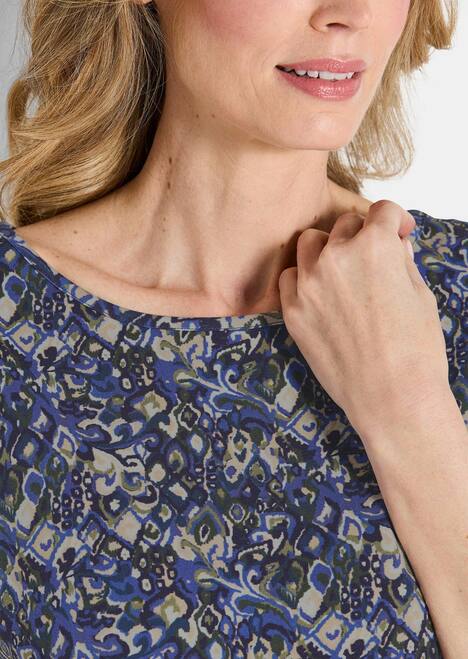 Halbarm Printshirt, U-Boot-Ausschnitt