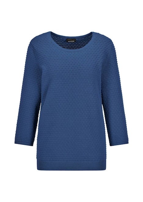 Halbarm Baumwollpullover mit Struktur