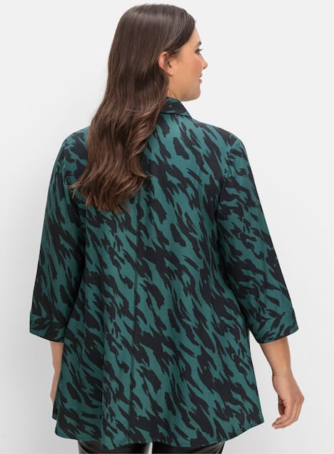 Longbluse 3/4-Arm Sonstiges Muster Hemdkragen