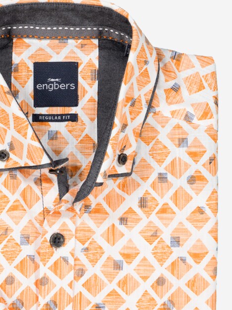 Herren Kurzarm-Hemd gemustert , Orange