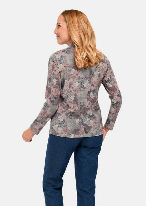 Floraler Strickpullover mit Stehkragen