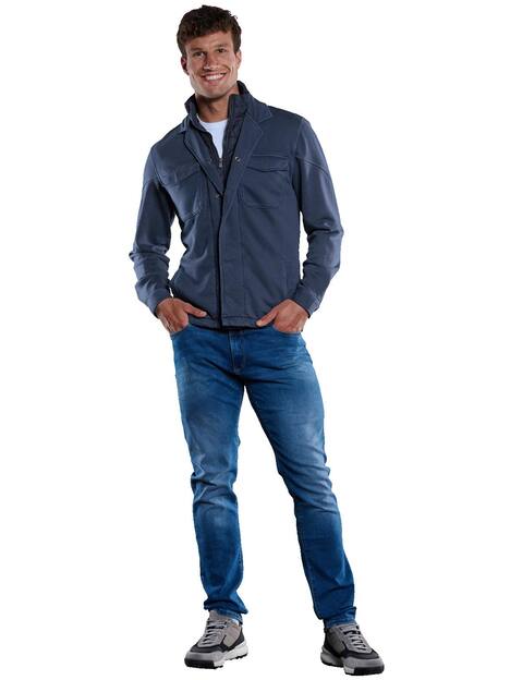 engbers Herren Sweatjacke mit Nylon-Einsatz , Saphirblau