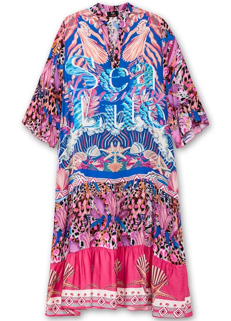 Kleid Langarm Sonstiges Muster Stehkragen