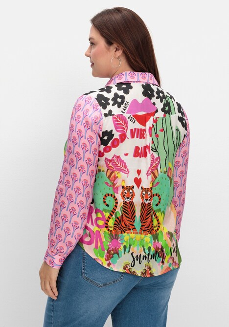 Hemdbluse Langarm Sonstiges Muster Hemdkragen