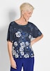 Florales Oberteil in Blau mit Halbarm