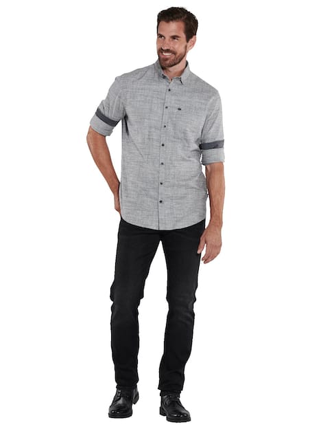 engbers Herren Langarm-Hemd uni , Silbergrau