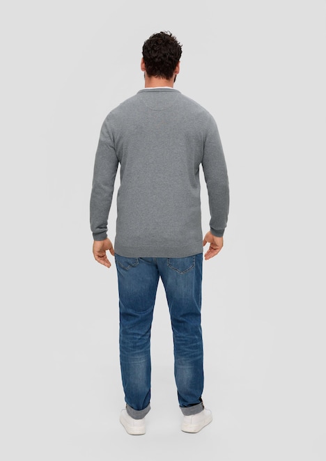 Baumwollpullover mit Logo-Stickerei