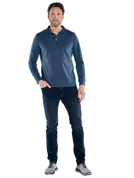 engbers Herren Langarm-Shirt mit Polo-Kragen , Royalblau