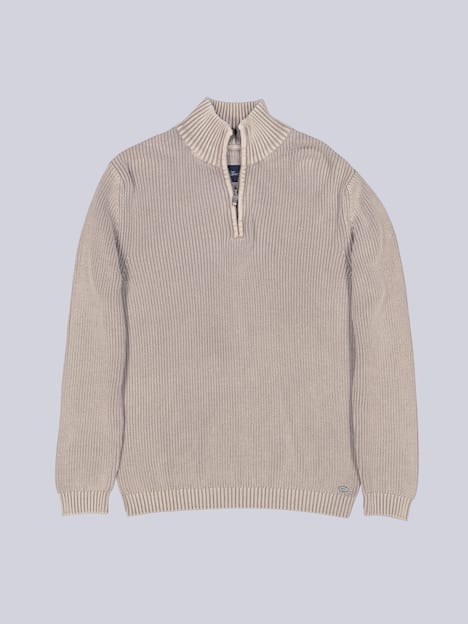 engbers Herren Pullover mit Rippstruktur , Beige