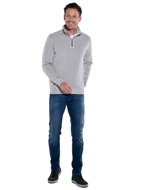 engbers Herren Sweatshirt mit Troyerkragen , Hellgrau