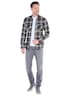 Herren Karo Overshirt mit Reißverschluss , Schwarzbraun