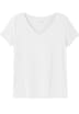 T-Shirt T-Shirt mit V-Ausschnitt, Rippqualität Kurzarm Uni Ohne Kragen