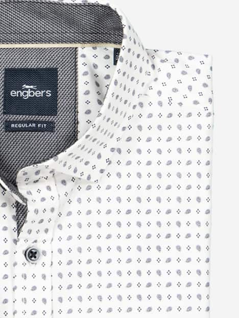 engbers Herren Langarm-Hemd gemustert , Reinweiss