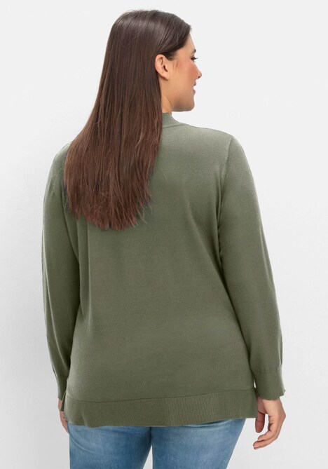 Strickpullover Langarm Uni Stehkragen