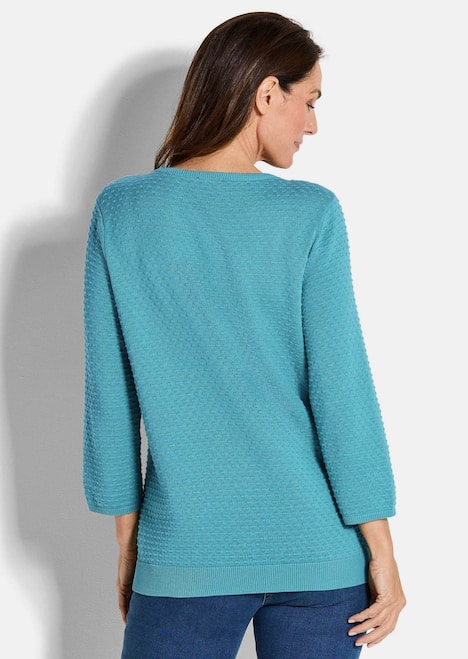 Halbarm Baumwollpullover mit Struktur