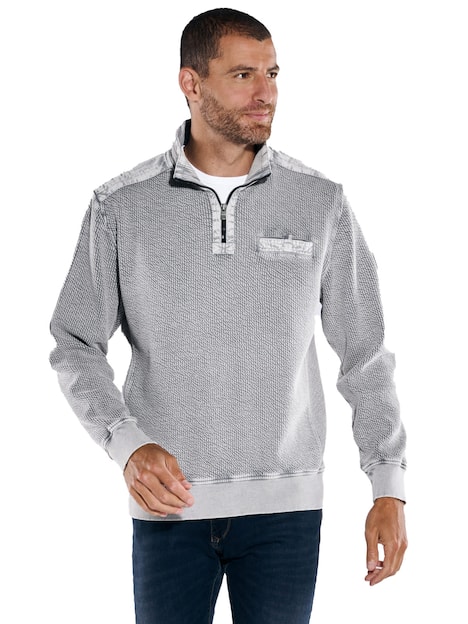 engbers Herren Sweatshirt strukturiert , Silbergrau